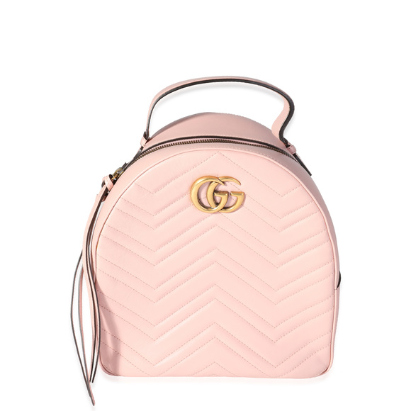 Gucci Handbags - Gucci Pink Matelassé Calfskin GG Marmont Dome Backpack